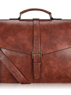 Mens Leather Laptop Briefcase 15 Inch Messenger Bag Office Business Travel Bag